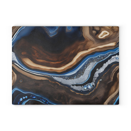 Kitchen Decor Glass Wood-look Image Unique Nature Lover Cutting Board Serving Tray Home Cook Gift Colorful Agate Glass Charcuterie Board