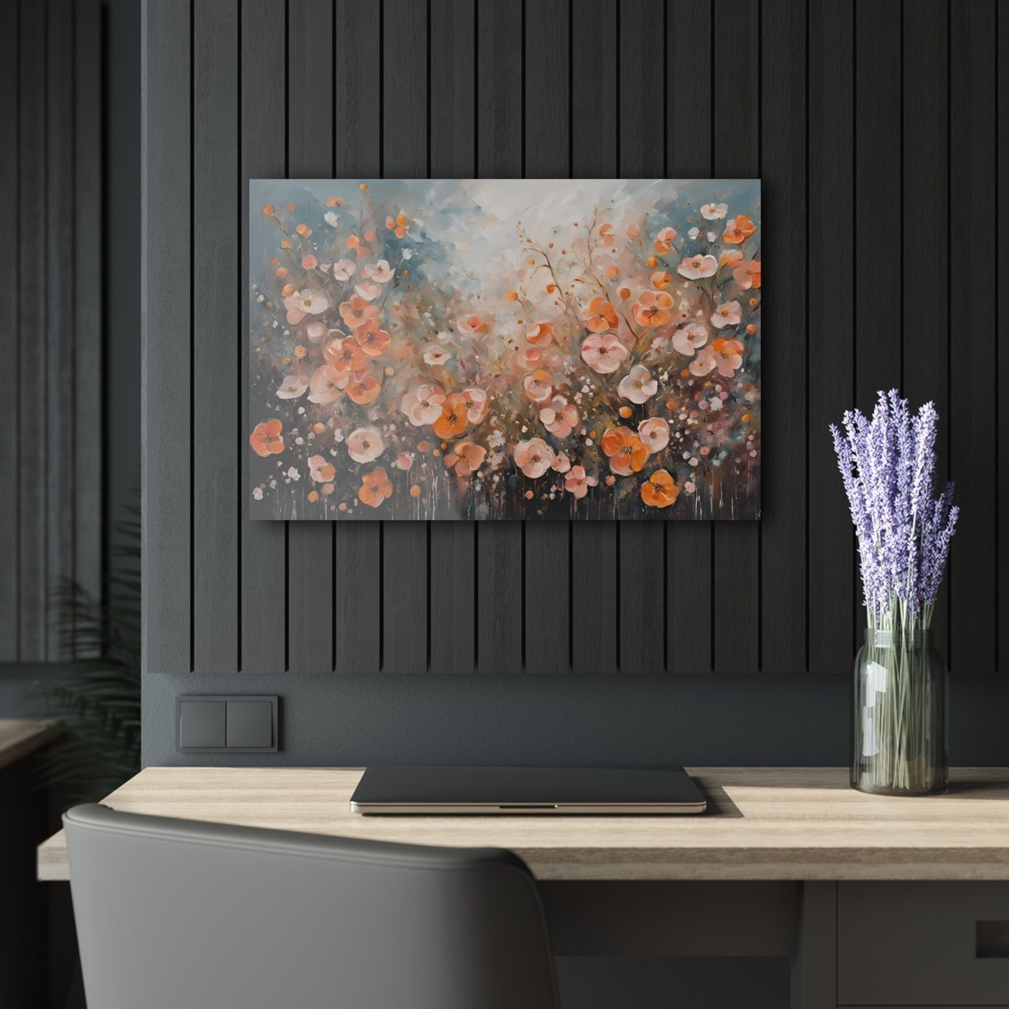 Large Floral Design Acrylic Print with French Cleat Nature Lover Wall Art Flower Lover Gift Poppy Flower Artwork Modern Garden Home Decor