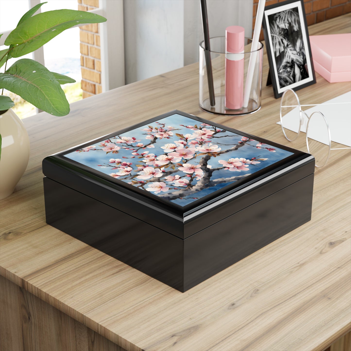 Unique Art Print Design Jewelry Box Trinket Box Bedroom Dresser Decor Vanity Gift Box - 3 colors to choose from