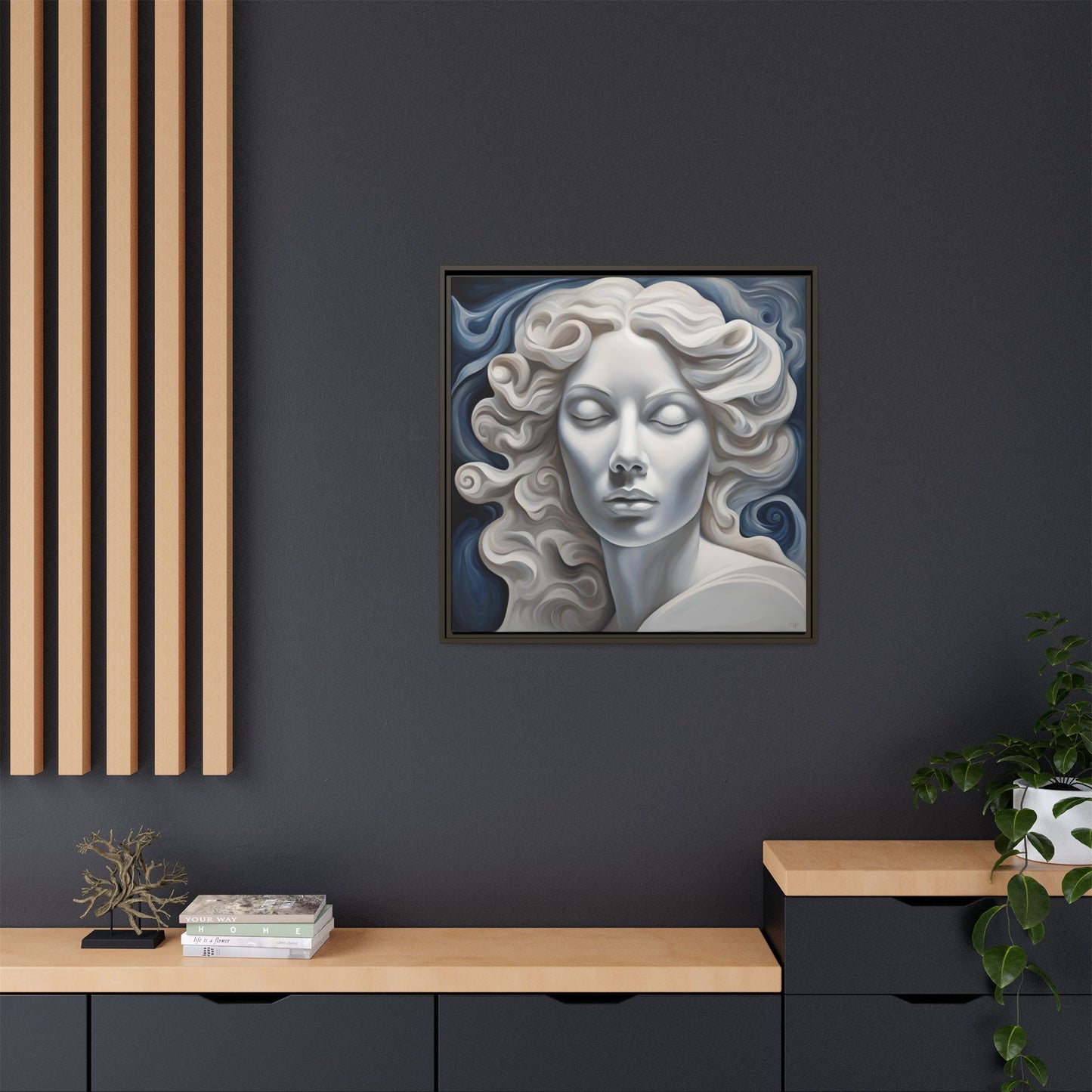 Modern Abstract Woman's Face Design Unique Framed Print Canvas Wall Decor Gift 3 frame colors to chose from