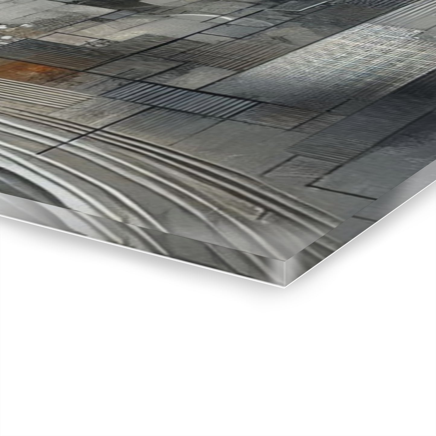 Abstract Modern Art Design Acrylic Print with Full Moon Downtown Art White Cityscape Nature Wall Art Relaxing Contemporary Artwork