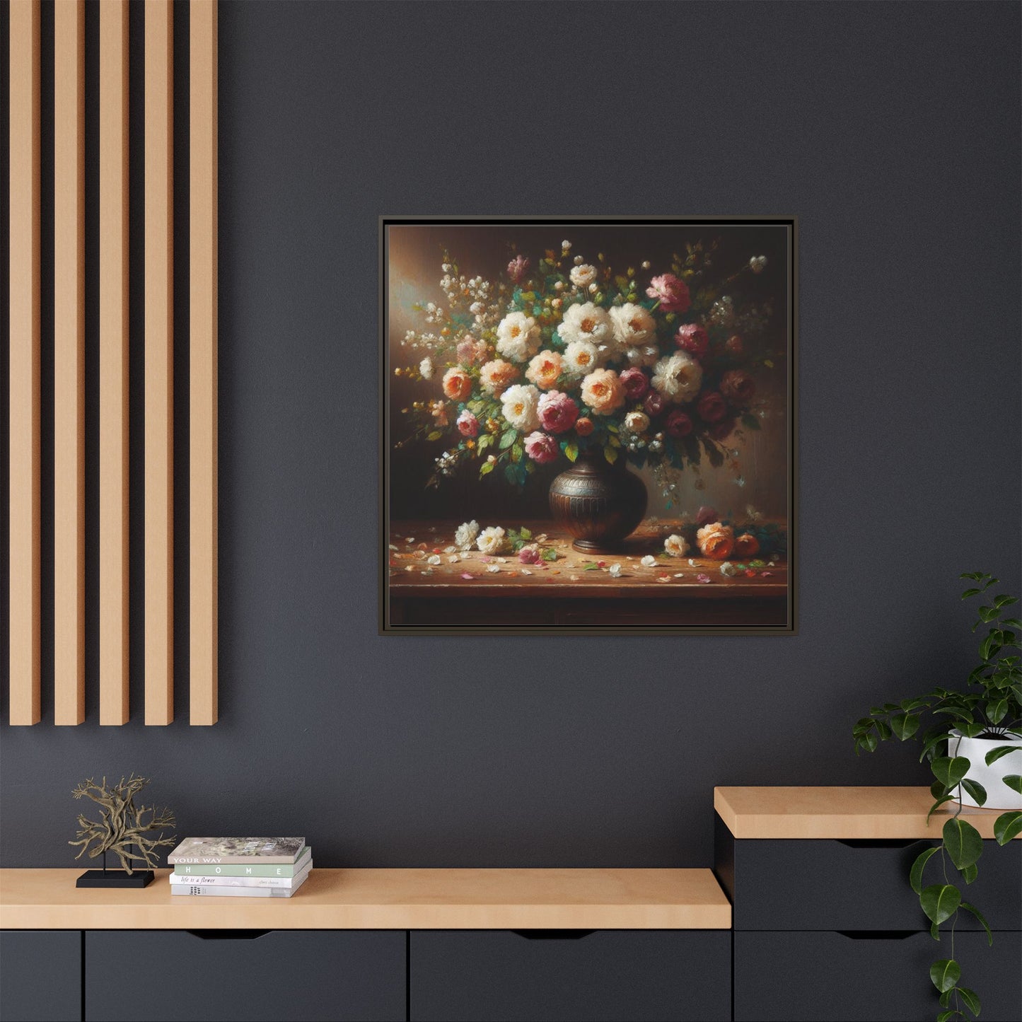 Vase of Flowers Unique Framed Canvas Wall Art Flower Lover Gift Wildflower Artwork Nature Lover Lanscape Gift 3 frame colors