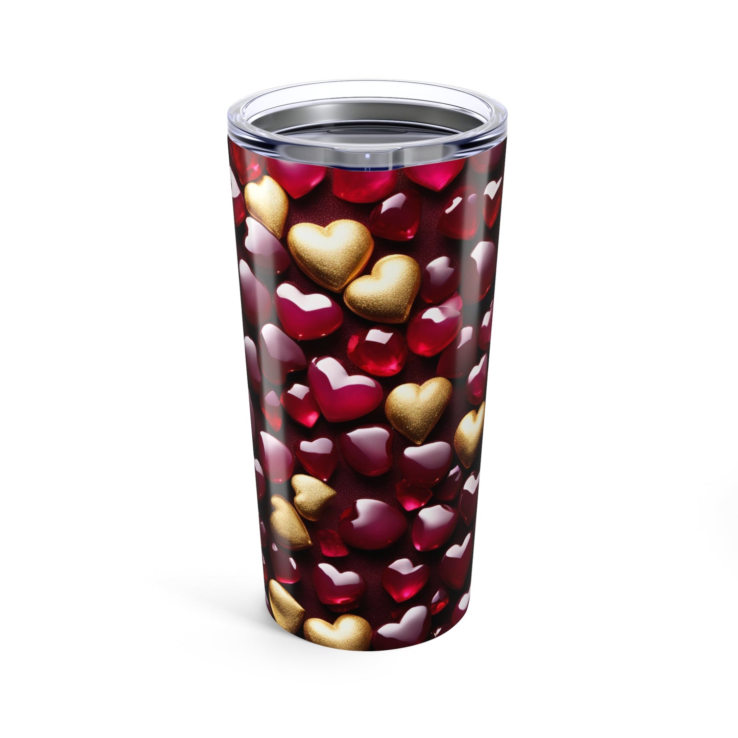 Ruby and Gold Hearts Tumbler Valentine's Gift for Her Love Friendship Gift Tumbler Gemstone Lover Rhinestone Crystal Design Tumbler