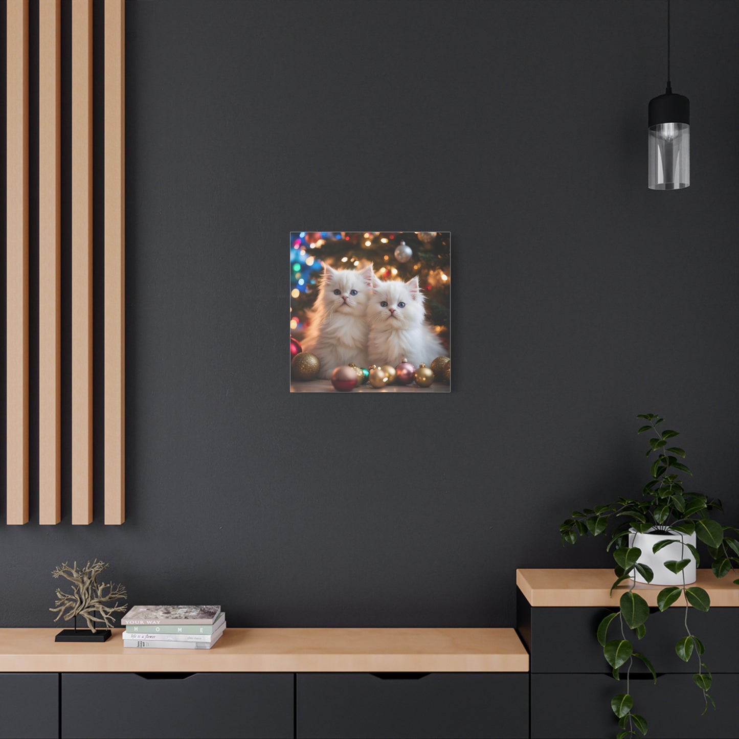 Christmas Kittens Print Wall Art | Matte Canvas, Stretched, 1.25" | Animal Lover | Holiday Gift |