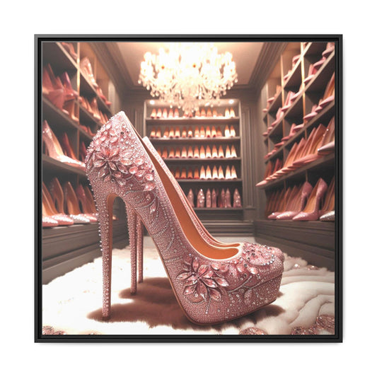 High Heel Shoe Framed Canvas Print Wall Art Unique Fashion Designer Style Haute Couture Shoe Lover Fashionista Gift Decor 3 Frame Colors