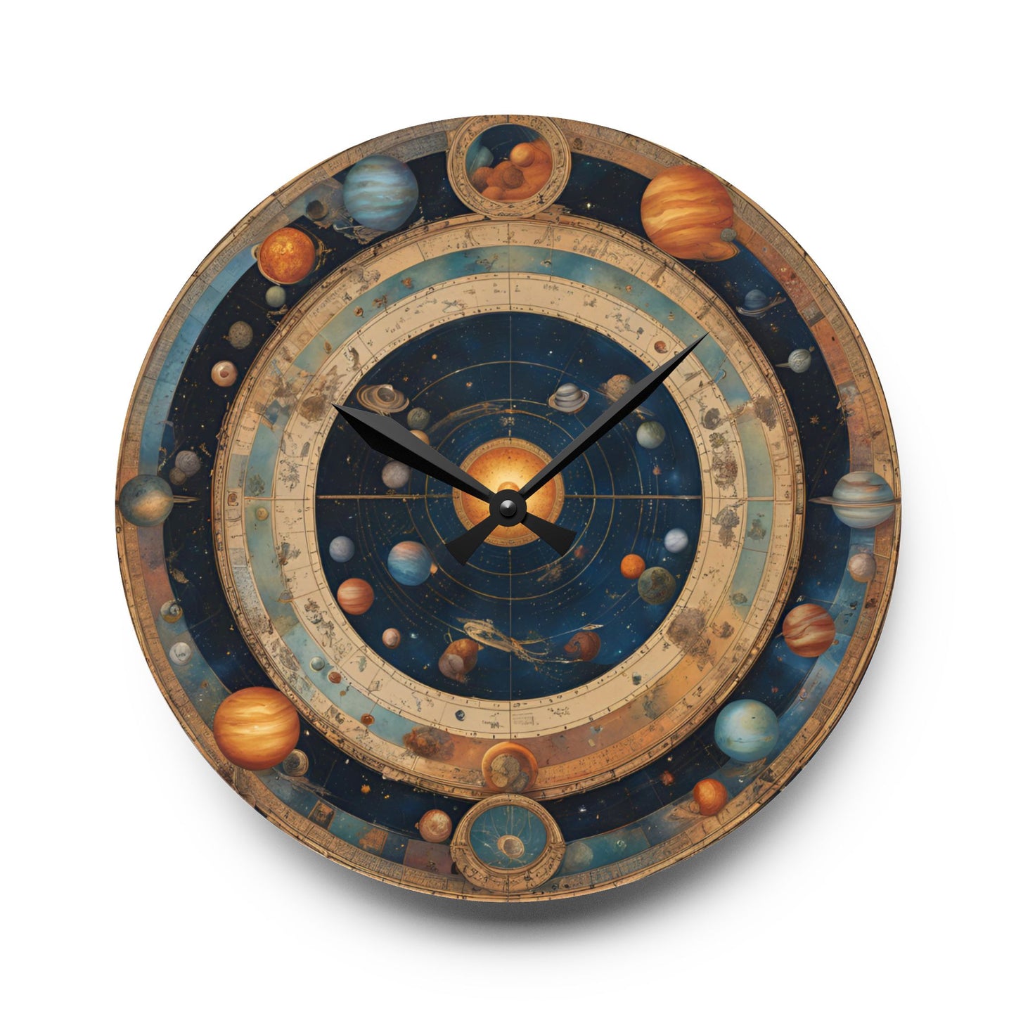 Boho Celestial Design Acrylic Office Clock Unique Colorful Wall Clock for Kitchen or Living Room Astrological Gift