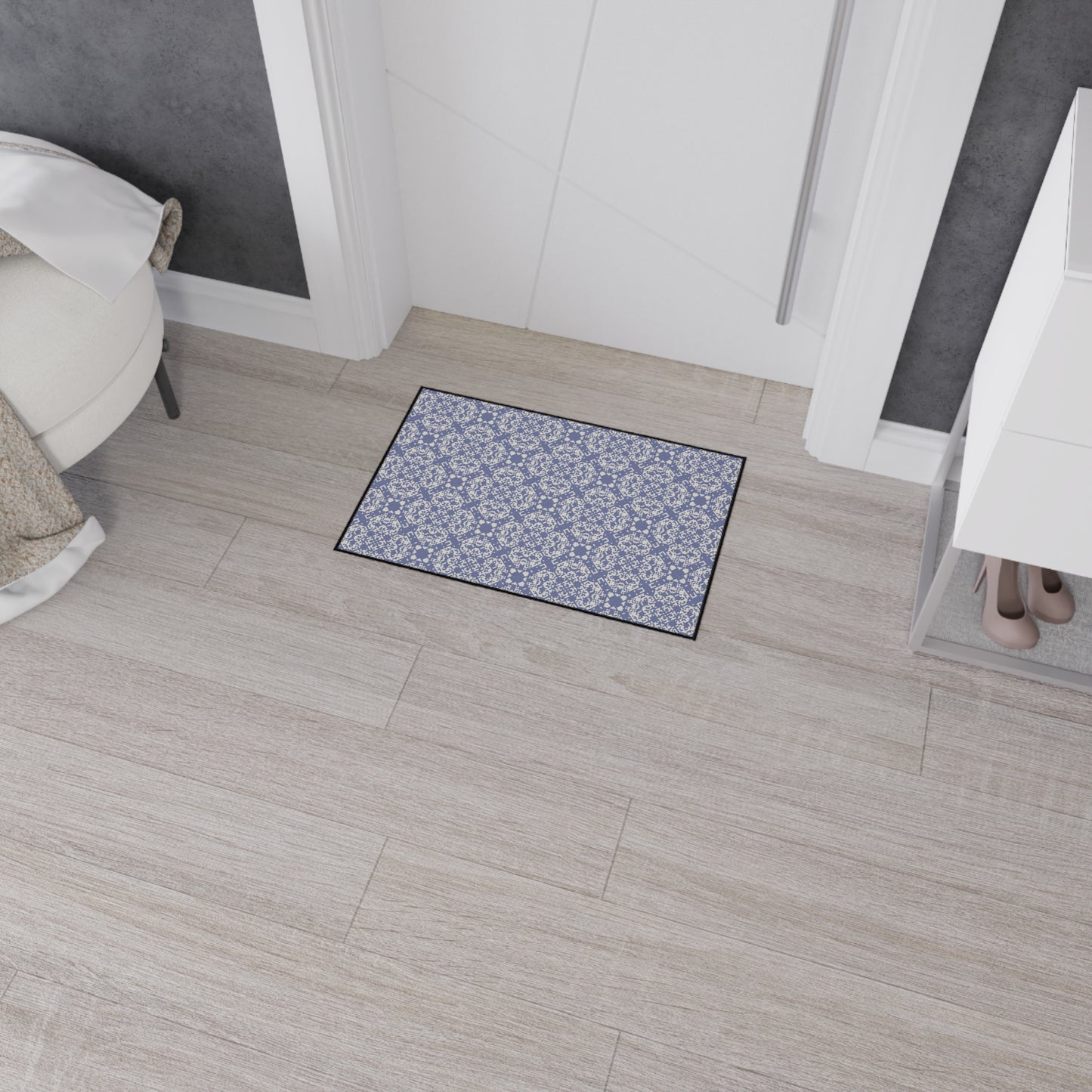 Decorative Heavy Duty Non-Slip Floor Mat Stylish Design Perfect for Entryway Kitchen Décor Grey Geometric Floral Design Rug Bathroom Mat