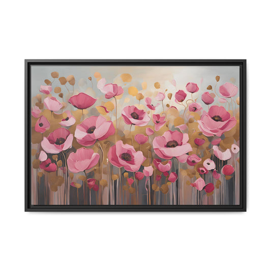 Poppy Print Floral Design Unique Framed Canvas Print Wall Art Flower Lover Gift Nature Gift Wildflower Contemporary Decor 3 frame colors