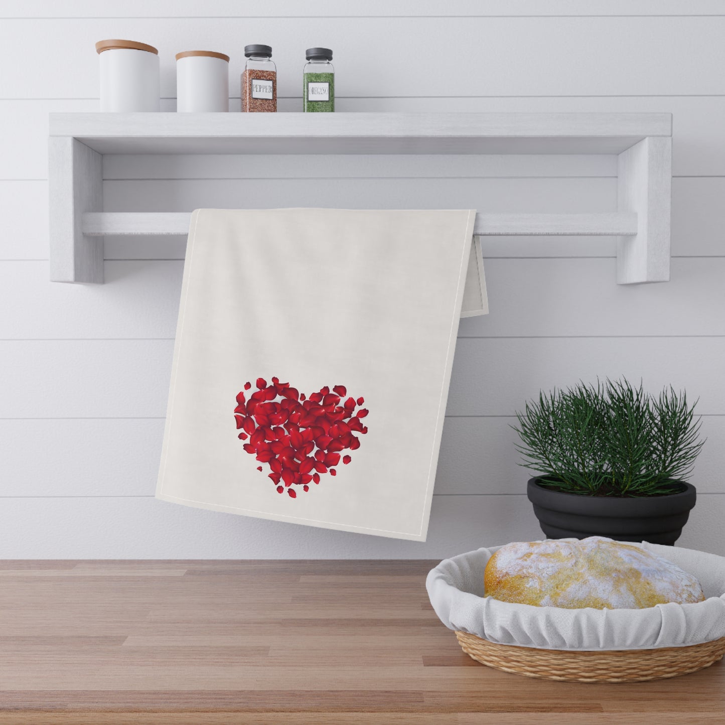 Rose Petal Heart Floral Pastel Kitchen Tea Towel Durable Hand Towel Flower Lover Whimsical Home Decor Decorative Kitchen Cotton Twill