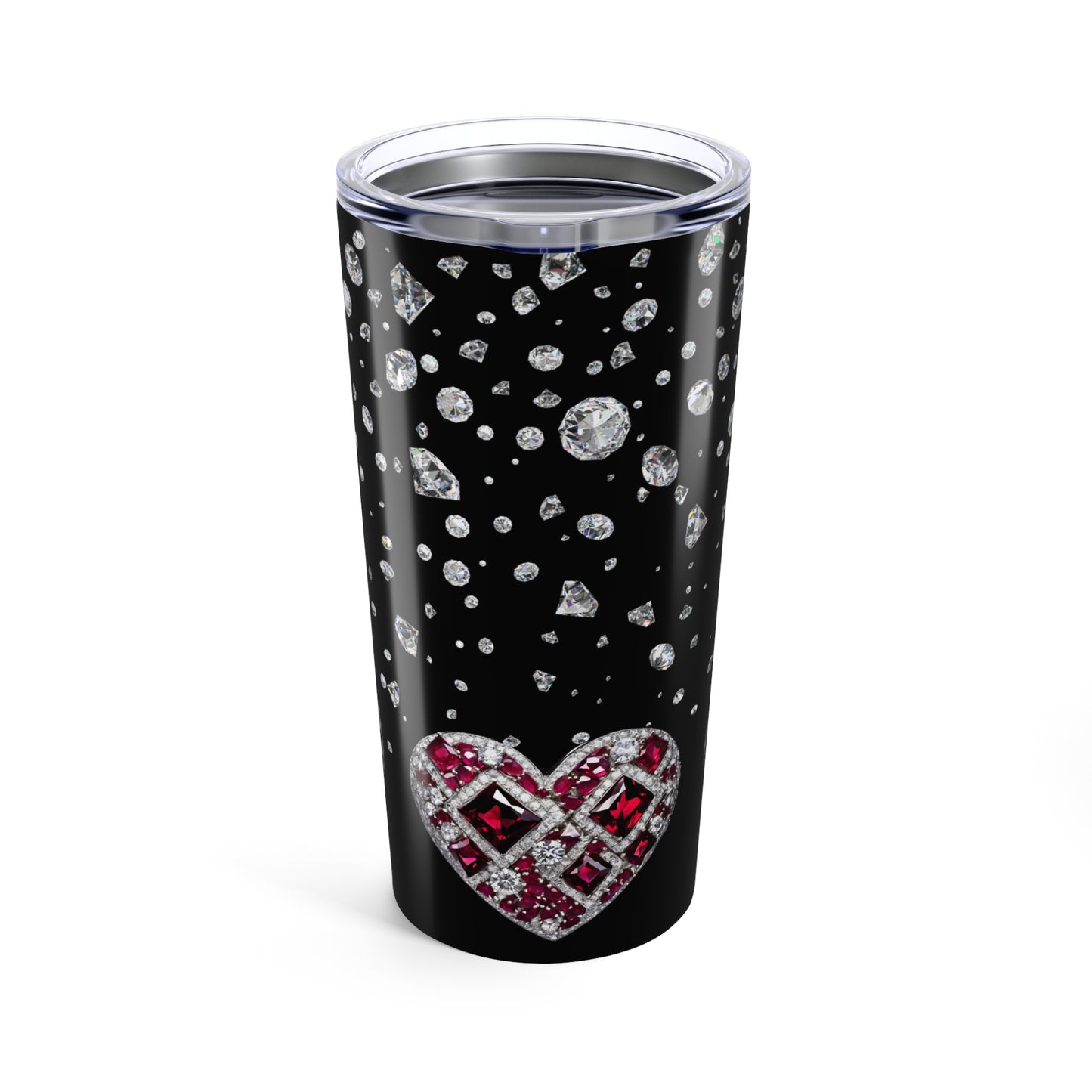 Ruby and Diamond Hearts Tumbler Valentine's Gift for Her Love Friendship Gift Tumbler Gemstone Lover Rhinestone Crystal Design Tumbler