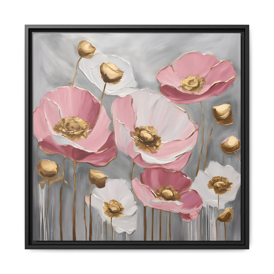 Modern Poppies Print Floral Design Unique Framed Canvas Print Wall Art Flower Lover Gift Nature Lover Gift Wildflower Decor 3 frame colors