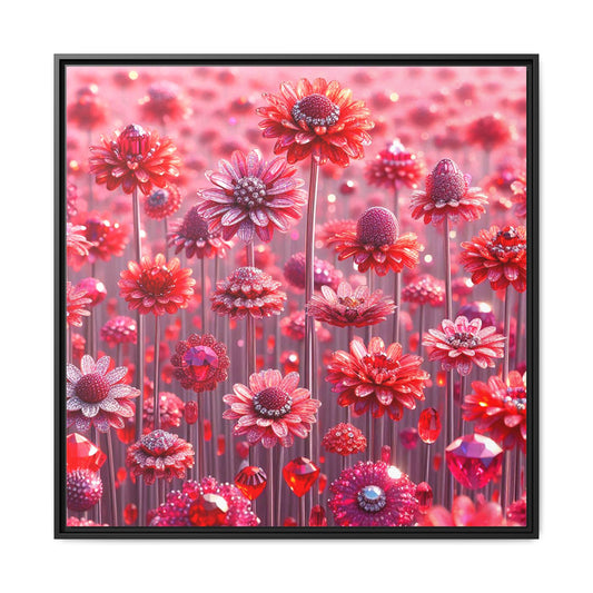 Bejeweled Daisies Framed Canvas Print Wall Art Unique Fashion Designer Haute Couture Fashionista Flower Lover Gift Decor 3 Frame Colors