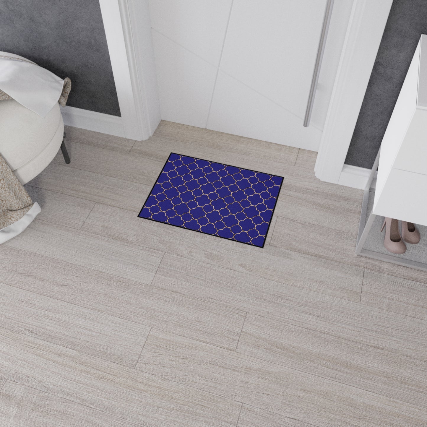 Decorative Heavy Duty Non-Slip Floor Mat Stylish Design Perfect for Entryway Kitchen Décor Blue Geometric Design Blue Rug Bathroom Mat