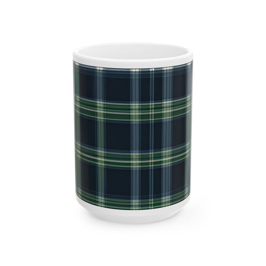 Plaid Design Cottagecore 15-oz Coffee Mug Scottish Style Tea Cup