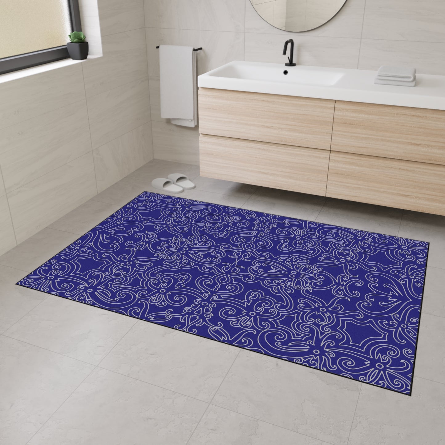 Decorative Heavy Duty Non-Slip Floor Mat Stylish Design Perfect for Entryway Kitchen Décor Marble Agate Design Blue Rug Bathroom Mat