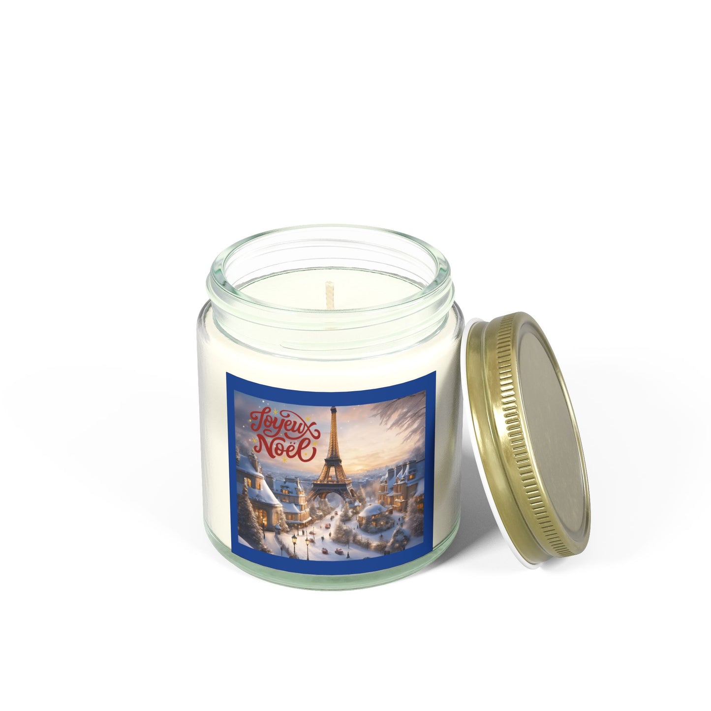 Joyeux Noel in Paris Merry Christmas Scented Candles Holiday Winter Candle Gift Mason Jar Candle Coconut Apricot Wax (4oz, 9oz)