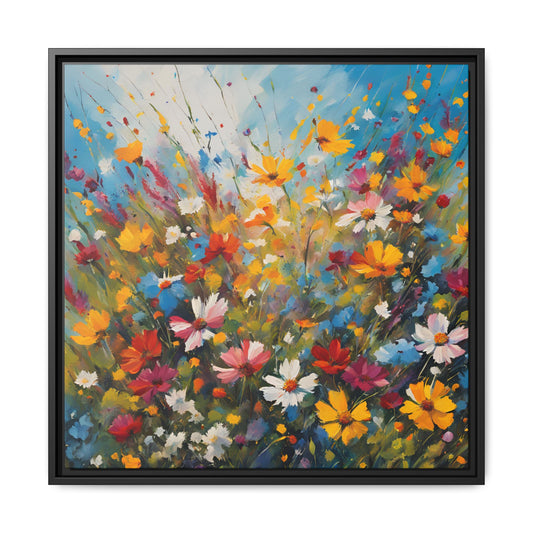 Modern Abstract Floral Design Unique Framed Canvas Wall Art Flower Lover Gift Nature Lover Gift Wildflower Decor 3 frame colors