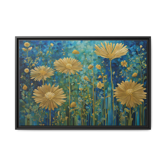 Daisy Print Floral Design Unique Framed Canvas Print Wall Art Flower Lover Gift Nature Gift Wildflower Contemporary Decor 3 frame colors