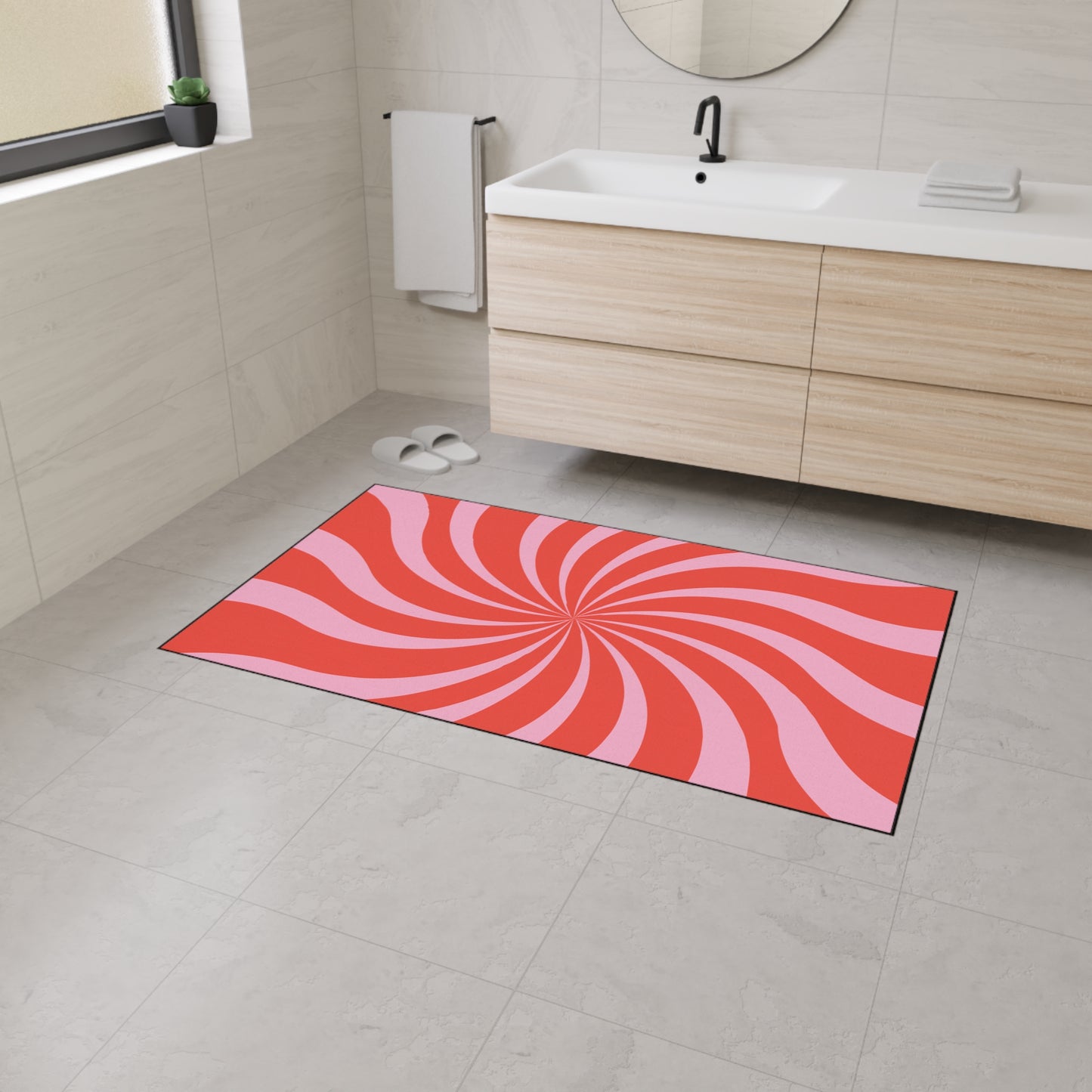 Grovy Retro Decorative Heavy Duty Non-Slip Floor Mat Stylish Design Perfect for Entryway Kitchen Décor Beachy Swirl Design Bathroom Mat