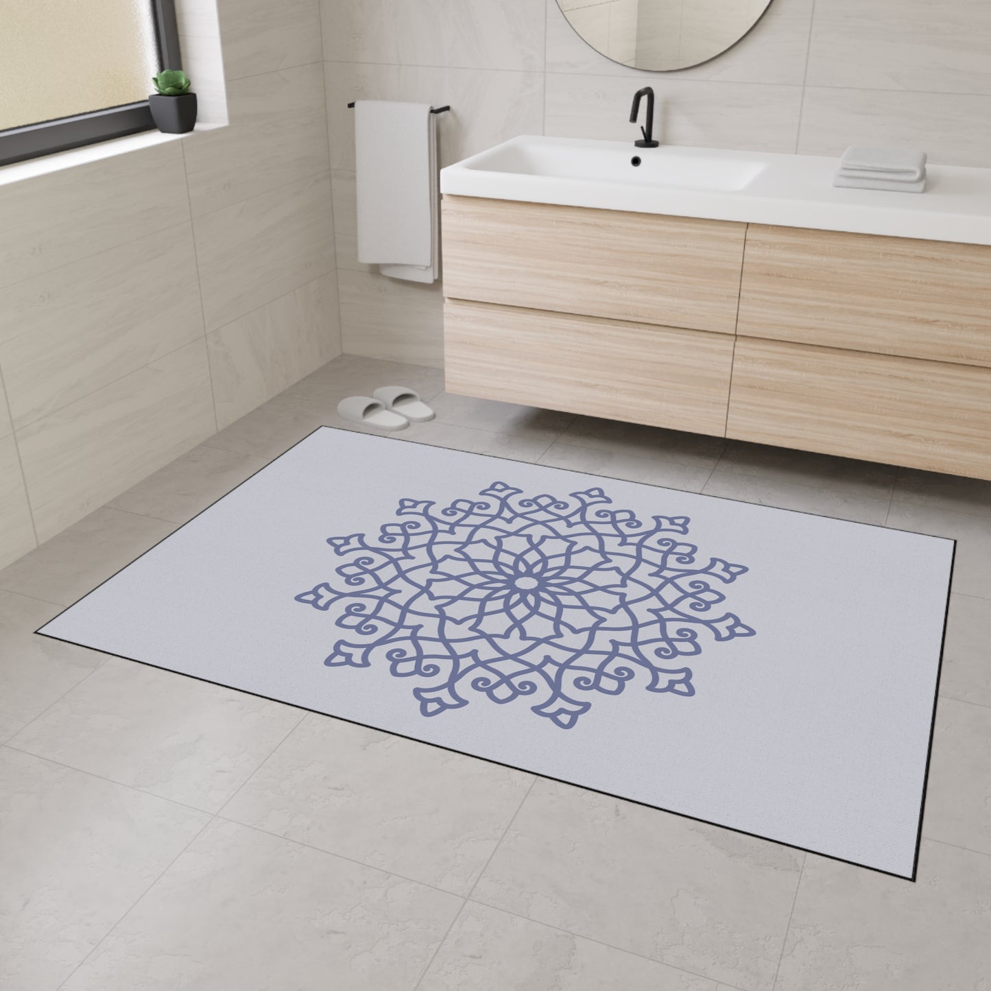 Decorative Heavy Duty Non-Slip Floor Mat Stylish Design Perfect for Entryway Kitchen Décor Grey Geometric Floral Design Rug Bathroom Mat