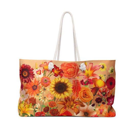 Fall Flowers Weekender Tote Bag | Beach Bag | Shopping Bag | Boho | Cottage Core |