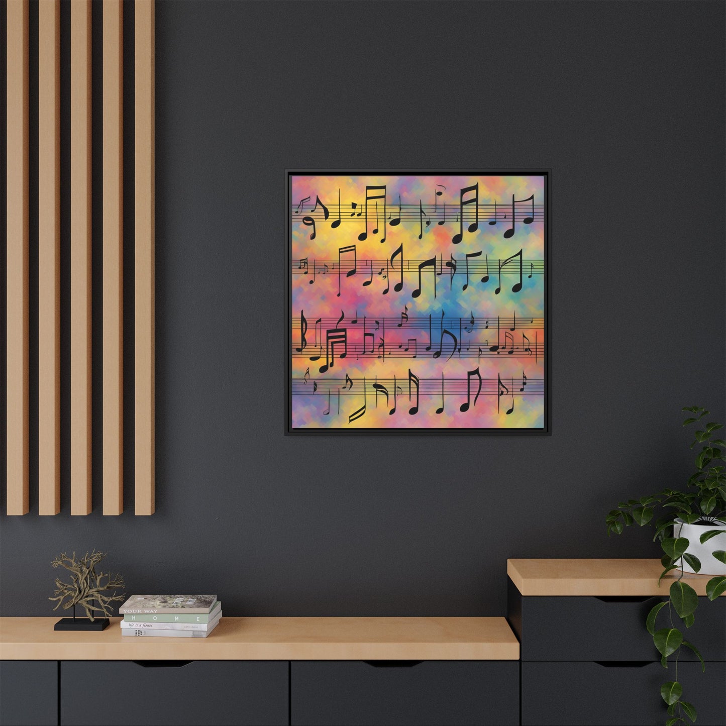 Modern Music-Themed Print Abstract Design Unique Framed Canvas Print Sheet Music Wall Art Music Lover Gift Decor 3 frame colors