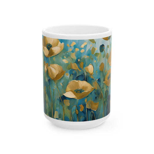 Boho Wildflowers Cottagecore 15-oz Coffee Mug Pressed Flowers Pastel Floral Nature Mug Wildflower Tea Cup Flower Garden Lover Gift for Her