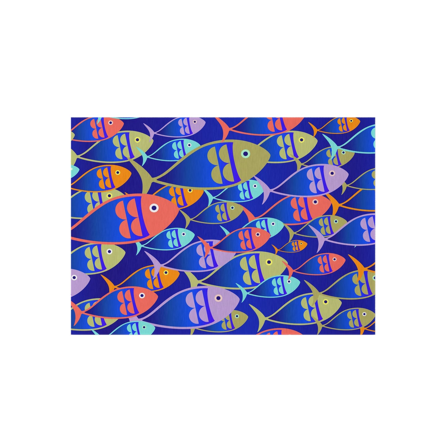 Fish Design Chenille Outdoor Rug with No-Skid Backing Cozy Outdoor Patio Carpet Oceanic Decor Gazebo Rug Pool Area Decor Kitchen Carpet