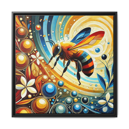 Modern Bee Print Abstract Design Unique Framed Canvas Print Insect Lover Wall Art Animal Lover Nature Lover Decor 3 frame colors