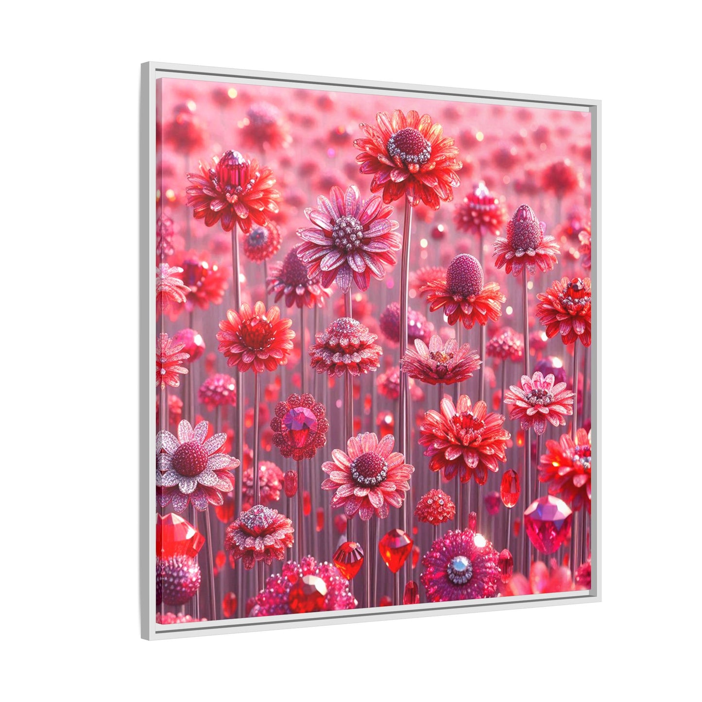 Bejeweled Daisies Framed Canvas Print Wall Art Unique Fashion Designer Haute Couture Fashionista Flower Lover Gift Decor 3 Frame Colors