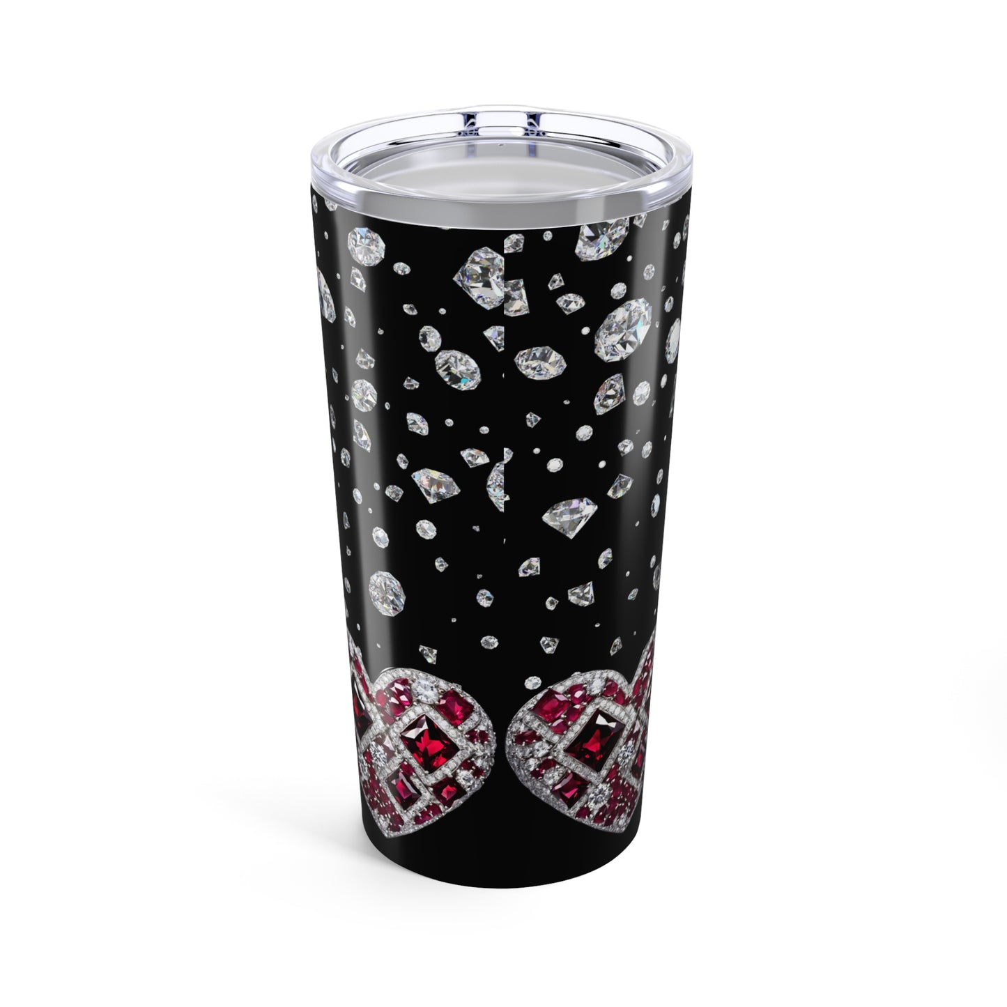 Ruby and Diamond Hearts Tumbler Valentine's Gift for Her Love Friendship Gift Tumbler Gemstone Lover Rhinestone Crystal Design Tumbler