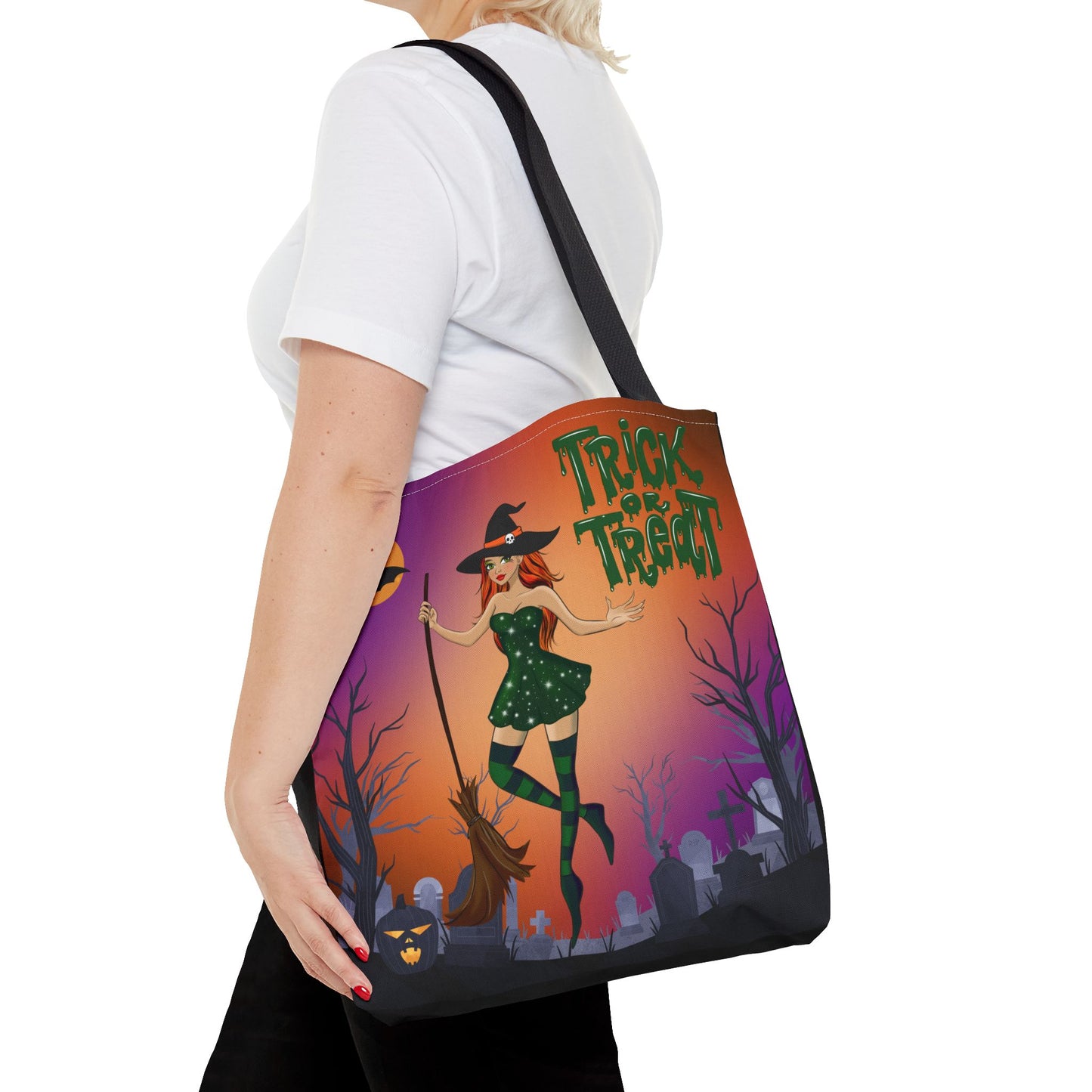 Halloween Witch Tote Bag | Carryall | Grocery Bag | Shopping Bag | Pumpkin | Autumn | Trick or Treat | Candy Bag |