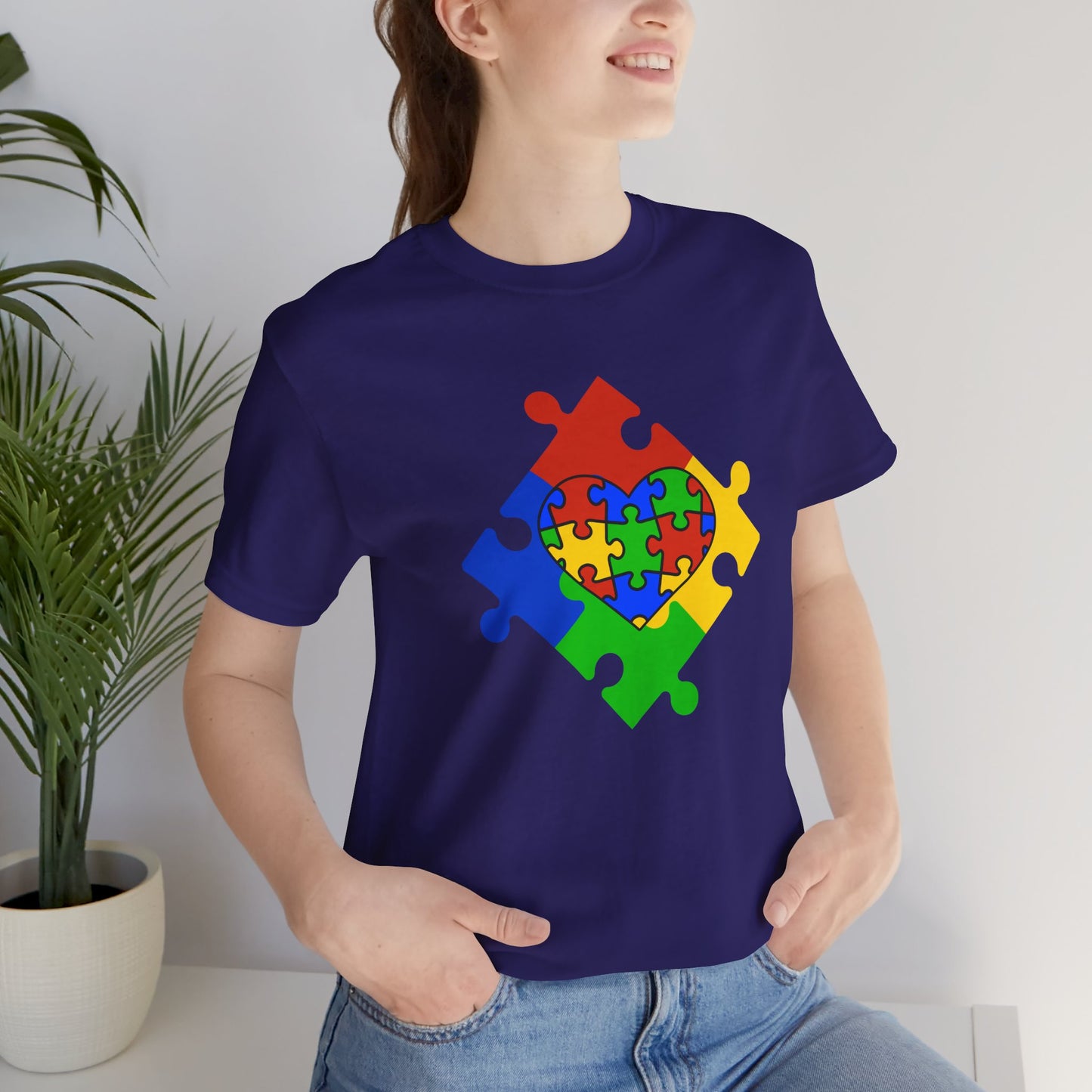 Autism Spectrum Awareness and Love T-Shirt Gift for Teacher Christmas Present Unique Special Needs Gift Unisex Jersey Short Sleeve Tee