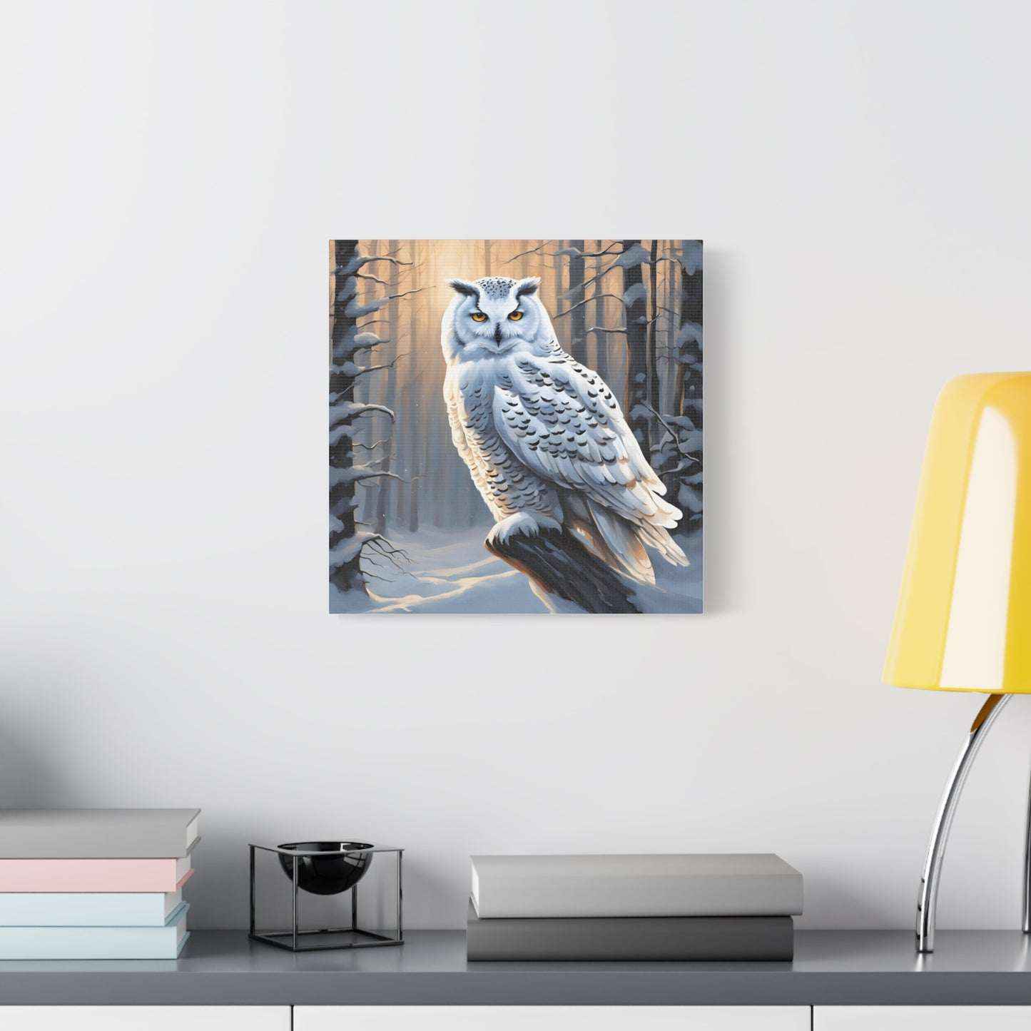 Snowy Owl Print Wall Art | Matte Canvas, Stretched, 1.25" | Animal Lover | Winter | White Owl |