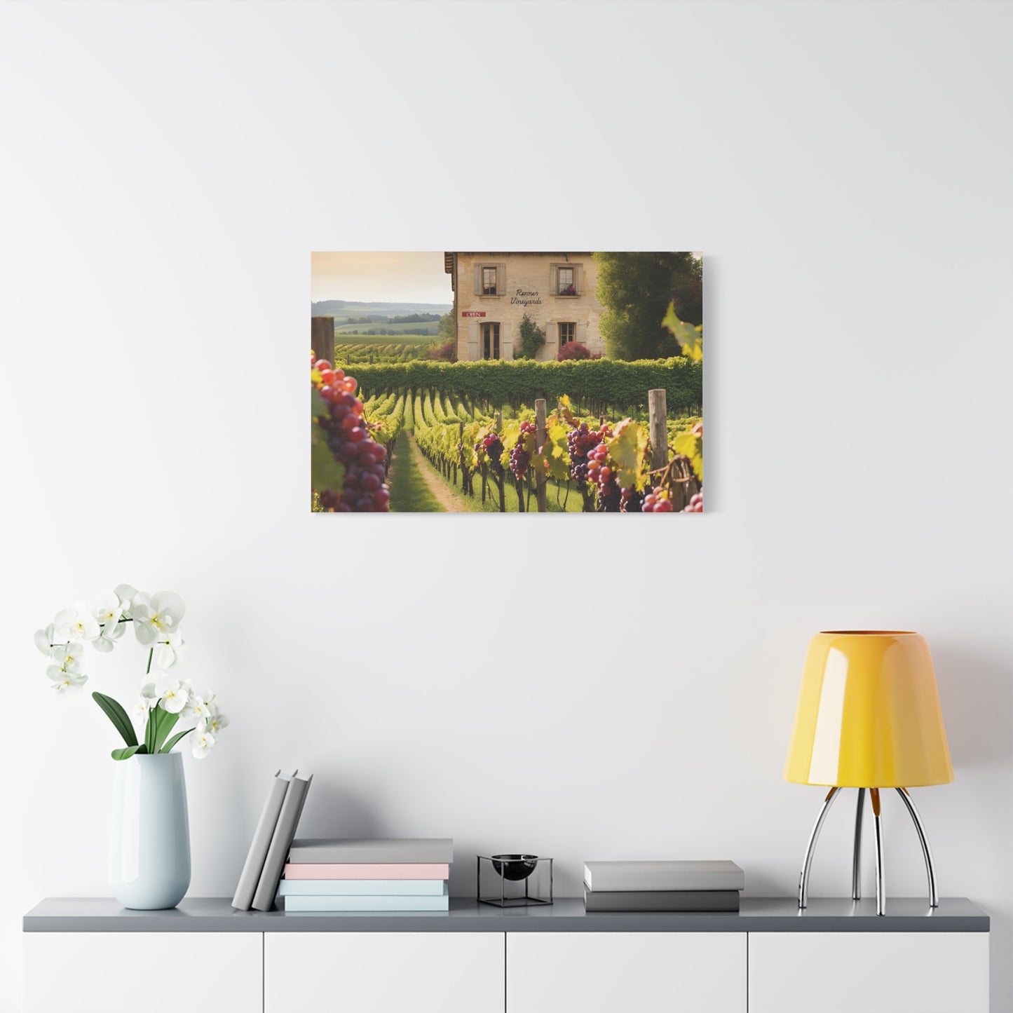 Vineyard Print Wall Art | Matte Canvas, Stretched, 1.25" | Wine Lover Print Culinary Foodie Gift Sommelier Art