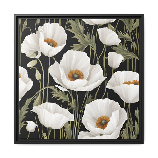 Modern Poppies Print Floral Design Unique Framed Canvas Print Wall Art Flower Lover Gift Nature Lover Gift Wildflower Decor 3 frame colors