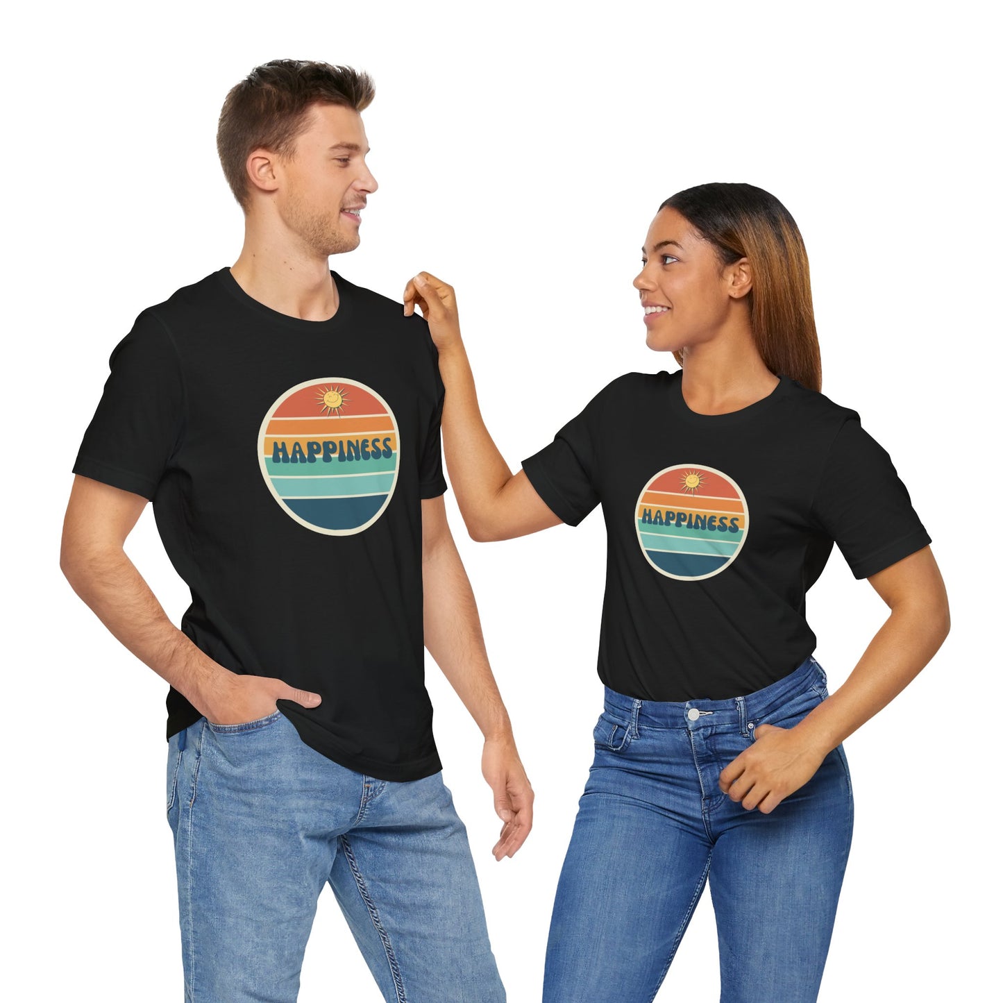 Happiness T-shirt | Unisex Uplifting Positivity Tee | Inspirational Happy Retro Sunshine Shirt |