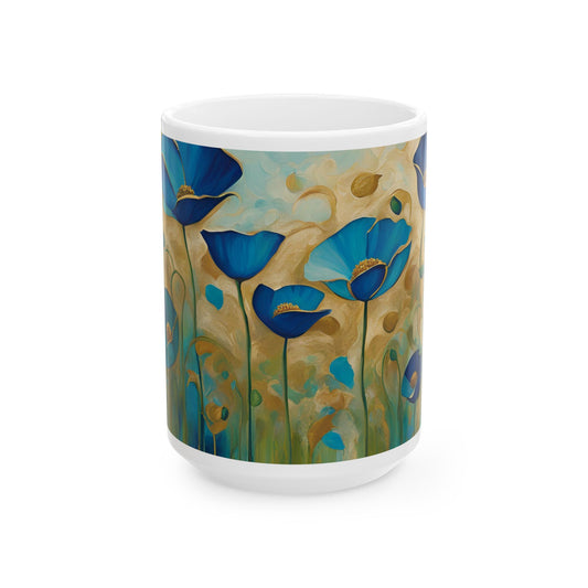 Boho Wildflowers Cottagecore 15-oz Coffee Mug Pressed Flowers Pastel Floral Nature Mug Wildflower Tea Cup Flower Garden Lover Gift for Her