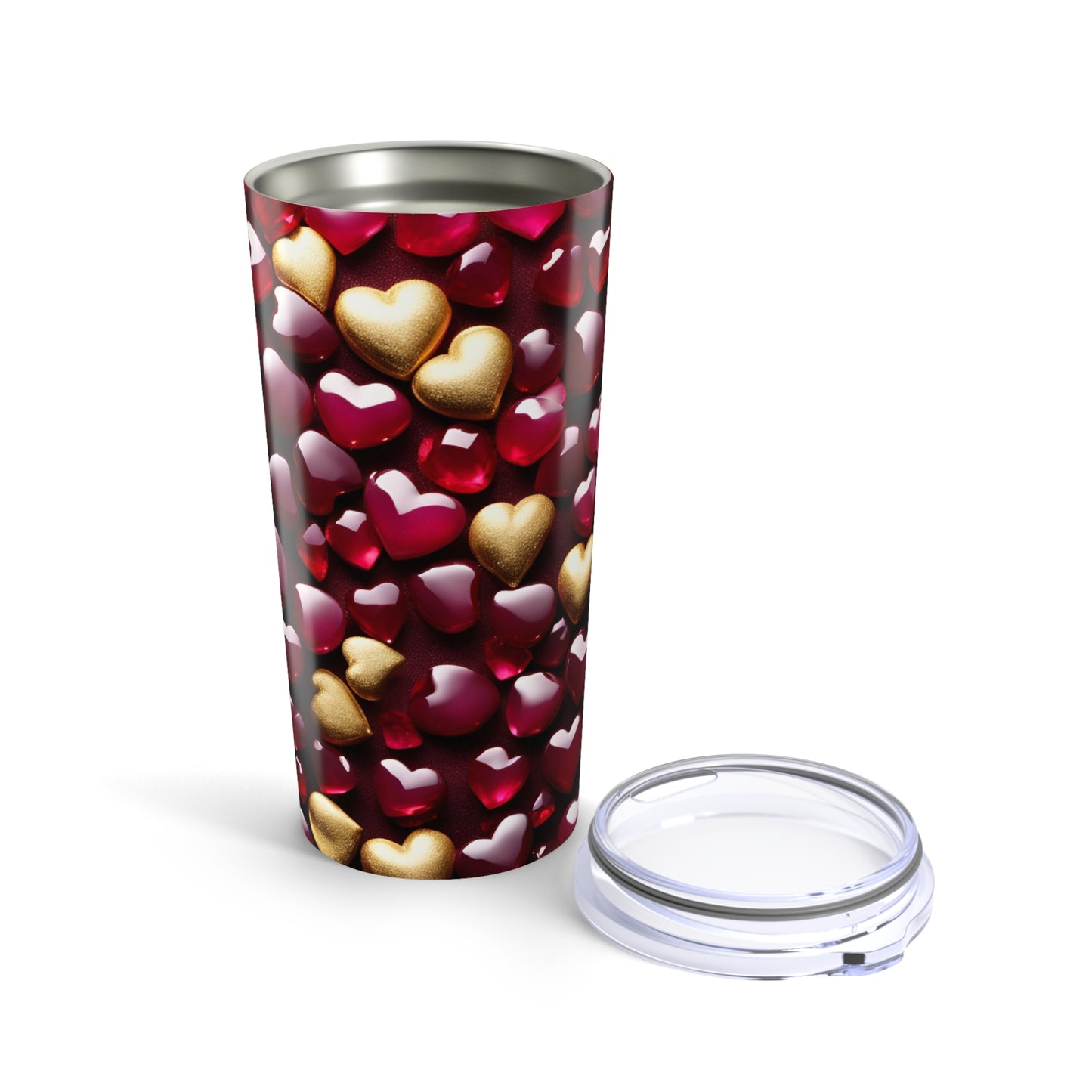 Ruby and Gold Hearts Tumbler Valentine's Gift for Her Love Friendship Gift Tumbler Gemstone Lover Rhinestone Crystal Design Tumbler