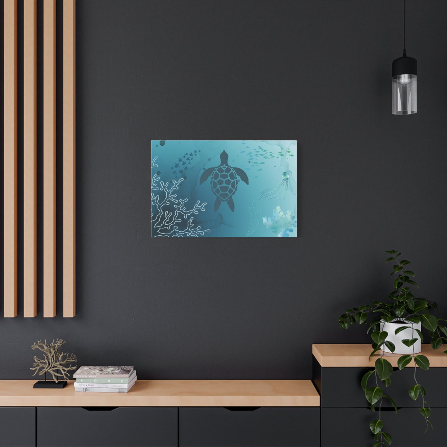 Sea Turtle Print Wall Art | Matte Canvas, Stretched, 1.25" | Oceanic | Artwork | Underwater | Animal Lover |