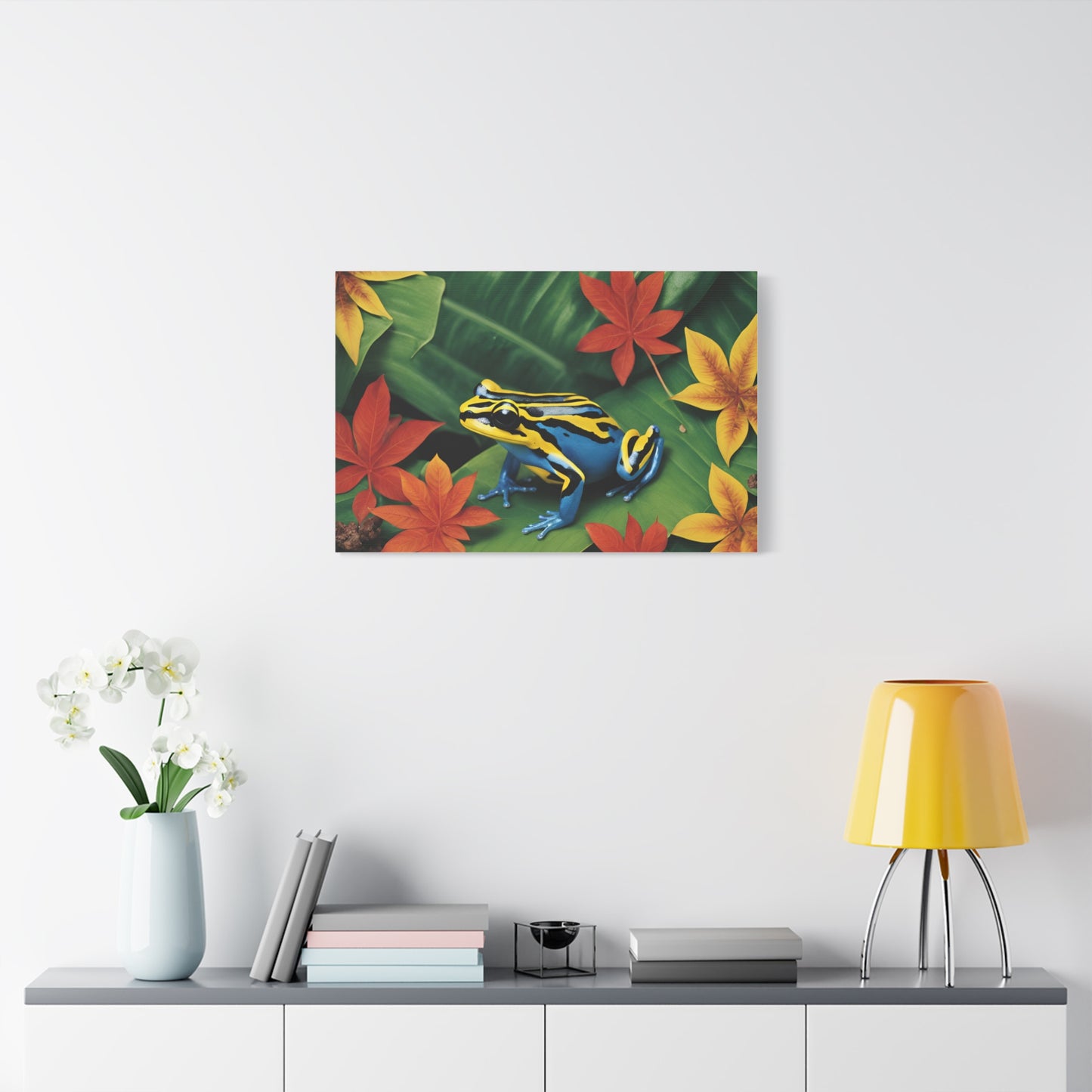 Dart Frog on Leaf Print Wall Art | Matte Canvas, Stretched, 1.25" | Ocean | Nature | Tranquill | Tropical | Fall leaves |