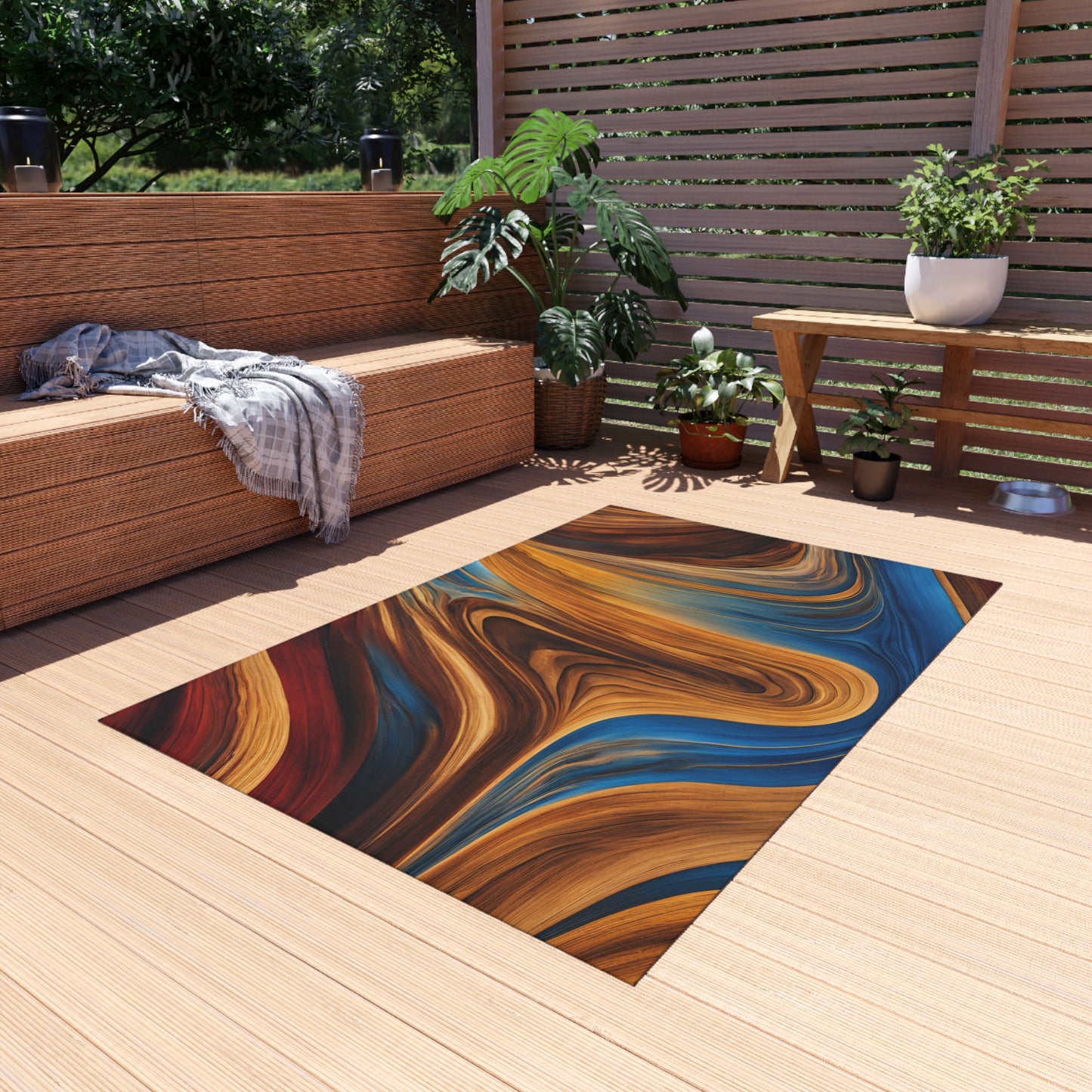 Modern Chenille Outdoor Rug with No-Skid Backing Cozy Outdoor Carpet Patio Decor Gazebo Rug Pool Area Decor Outdoor Kitchen Carpet