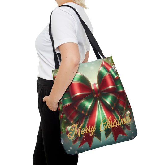 Gift Wrapped Design Christmas Tote Bag Holiday Cheer Gift Winter Accessory Reusable Winter Shopping Bag Xmas Joy Gift Unisex Bag for Him Her