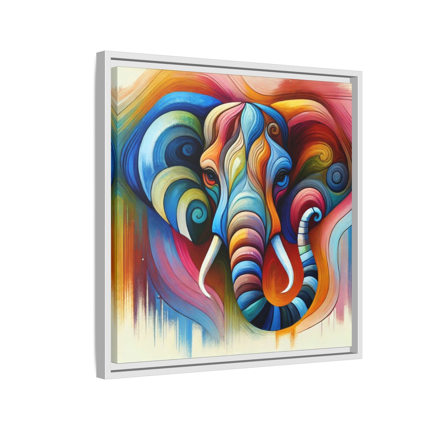 Modern Elephant Print Abstract Design Unique Framed Canvas Print African Wall Art Animal Lover Gift Nature Lover Decor 3 frame colors