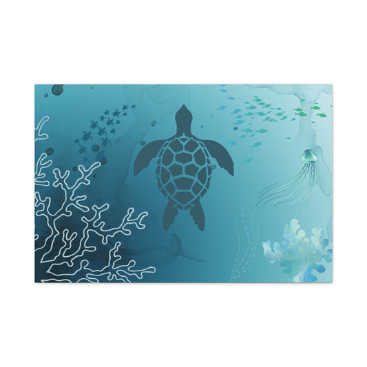 Sea Turtle Print Wall Art | Matte Canvas, Stretched, 1.25" | Oceanic | Artwork | Underwater | Animal Lover |