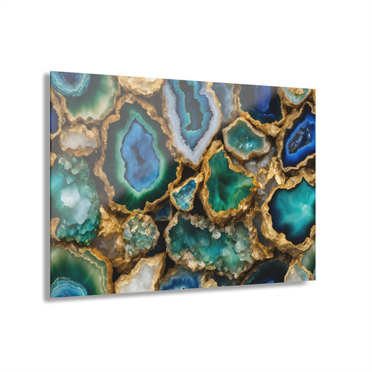 Large Geode-Inspired Design Acrylic Print with French Cleat Agate Marble-look Nature Wall Art Rock Lover Relaxing Artwork Modern Home Decor