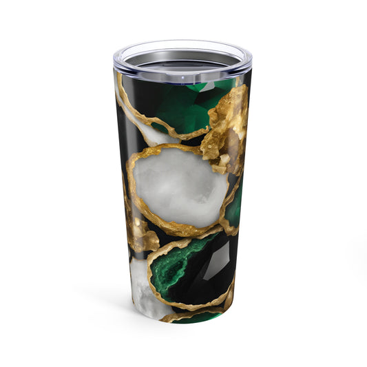 Green Amethyst Gemstone Crystal Geode Design 20 oz Tumbler Nature Lover Gift Geology Rock Lover Insulated Stainless Hot or Cold Tumbler