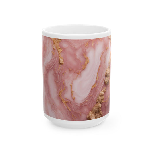 Boho Cottagecore 15-oz Ceramic Coffee Mug Pastel Quartz-Inspired Nature Mug Rock Lover Tea Cup Flower Garden Lover Gift for Her