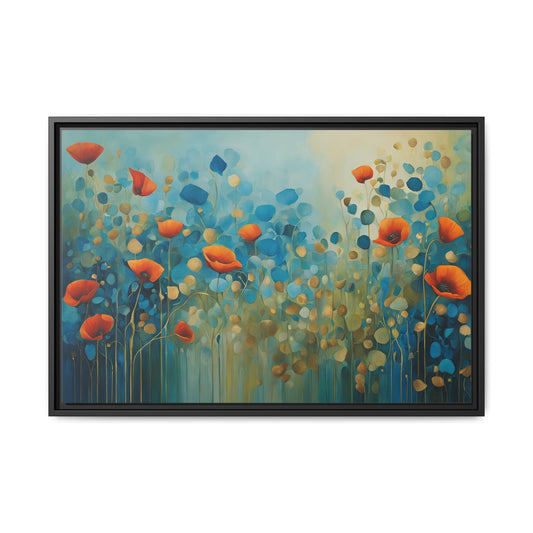 Poppy Print Floral Design Unique Framed Canvas Print Wall Art Flower Lover Gift Nature Gift Wildflower Contemporary Decor 3 frame colors