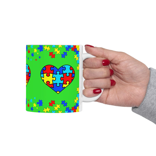 Autism Spectrum Awareness and Love Coffee Tea Mug Holiday Gift for Teacher Christmas Present Festive Unique Special Needs Gift Mug